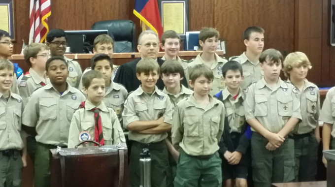 Boy Scouts Visit Court 8