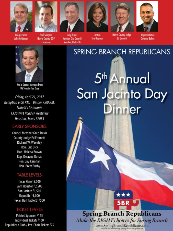 Judge Karahan Co-Sponsors 5th Annual San Jacinto Day Dinner