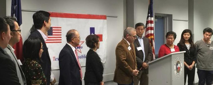 Judge Karahan Administers The Oath Of Office At The Texas Asian Republican Club