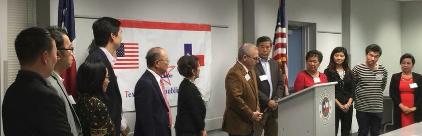Judge Karahan administers the Oath of Office at the Texas Asian Republican Club